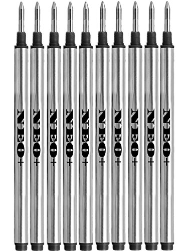 NEO+ Nachfüllen des Stifts Kompatibel mit MontBlanc Rollerball Kugelschreibern: Solitaire, Noblesse, Generation, Scent, Bohème, Classic und StarWalker, Jinhao, Gullor Rollerball Pen (10 x SCHWARZ) von NEO+