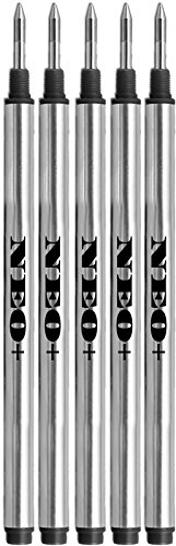 Nachfüllen des Stifts Kompatibel mit MontBlanc Rollerball Kugelschreibern: Solitaire, Noblesse, Generation, Scent, Bohème, Classic und StarWalker, Jinhao, Gullor Rollerball Pen (5 x SCHWARZ) von NEO+