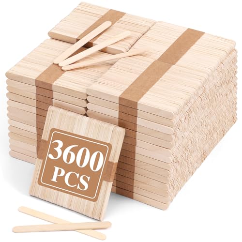 3600 Stück Holz-Bastelstäbchen, 11,4 cm lang, natürliche Holzeisstäbchen, Eis am Stiel für Handwerk, Lebensmittel, Haarentfernung und Wachsen, Bastelbedarf von NEOACT