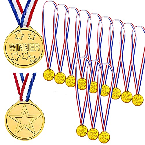 NEODTX Medaillen Kindergeburtstag 12 Stück Siegermedaillen Für Fussball Fußball Kinder Gold Gewinner Medaille Kunststoff Für Geburtstag Party Spiele Fussballparty Prizzes Sportstag Spielzeug von NEODTX