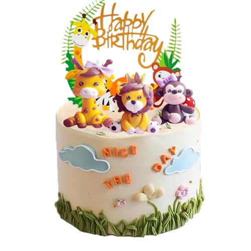 NEODTX Tortendeko 1. Geburtstag für Baby Kinder Mädchen,Cake Topper 1. Jahr Happy Birthday Kuchendeko Tiere,Giraffe Löwen AFFE Figuren Torten Deko Waldtiere Tortenfigur Handgefertigte Nicht essbar NEODTX Tortendeko 1. Geburtstag für Baby Kinder Mädchen,Cake Topper 1. Jahr Happy Birthday Kuchendeko Tiere,Giraffe Löwen AFFE Figuren Torten Deko Waldtiere Tortenfigur Handgefertigte Nicht essbar von NEODTX