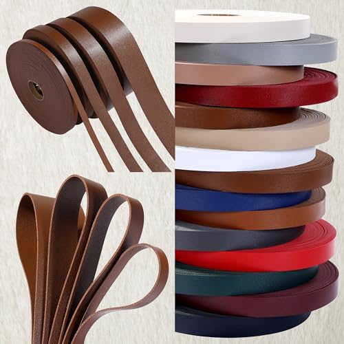 Faux Leder Gurt Bindung Schleife Trimmen Beidseitig Dickes, flaches Bandband zum Trimmen in 15 Farben Starke Polsterstreifen 10mm 20mm 30mm 50mm. [Tan #816, 30mm - 5 meters] von NEOTRIMS