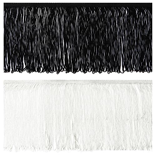 NEOTRIMS Seidige Viskose-Fransen,Wunderschön weicher Griff und fließender Fall,Es Sieht luxuriös aus und fühlt Sich auch so an,3 Größen: 10 cm,15 cm und 25 cm lang/tief. [Off White,10cms,1Yd] von NEOTRIMS