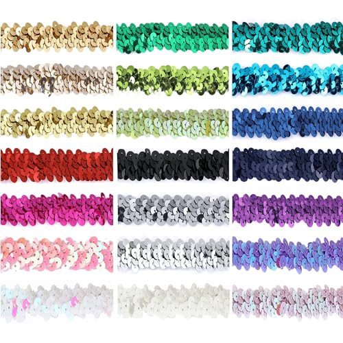 Stretch-Paillettenborte, metallischer Glitzerbesatz. Elastisch, 2-reihig, 2 cm für Kunsthandwerk, Kostümkleid, Hutmacherei, Hochzeit und Brautschmuck. 20 Farben. Neotrims [Lavender Quartz, 2Yds] von NEOTRIMS
