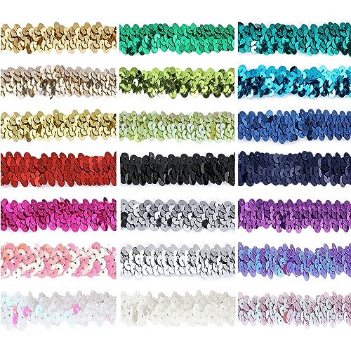 NEOTRIMS Stretch-Paillettenborte, metallischer Glitzerbesatz. Elastisch, 2-reihig, 2 cm für Kunsthandwerk, Kostümkleid, Hutmacherei, Hochzeit und Brautschmuck. 20 Farben [Quartz Pink, 2Yds] von NEOTRIMS