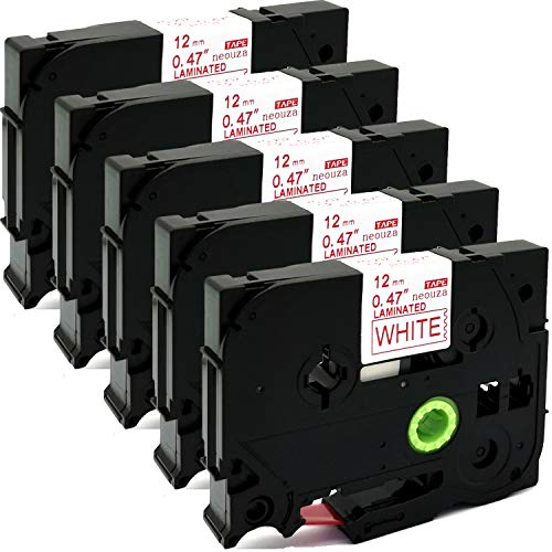 5er-Pack kompatibel für Brother P-Touch laminiert TZe TZ Label Tape Cartridge, 12 selbstklebend von acd. Auto TZe-232 Red on White von NEOUZA