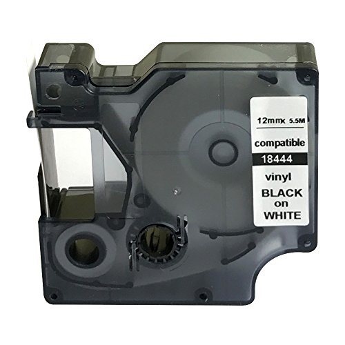 Compatible 18444 S0718600 for DYMO Rhino IND Black on White Vinyl Label Tape 12mm 1/2" (1PK) von NEOUZA