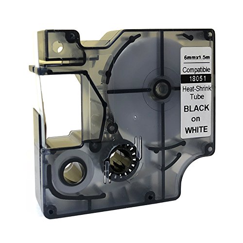NEOUZA Compatible for DYMO 18051 S0718260 Rhino IND Industrial Heat-Shrink Tube Label Tape Length 1.5m (schwarz auf weiß, 6mm) von NEOUZA