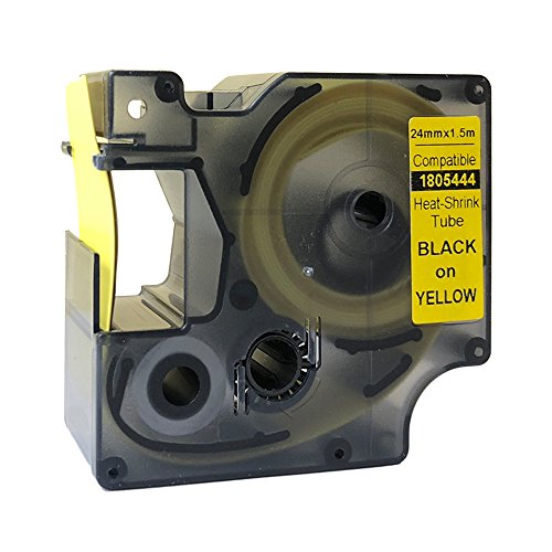 NEOUZA Compatible for DYMO 1805444 Rhino IND Industrial Heat-Shrink Tube Label Tape Length 1.5m (schwarz auf gelb, 24mm) von NEOUZA