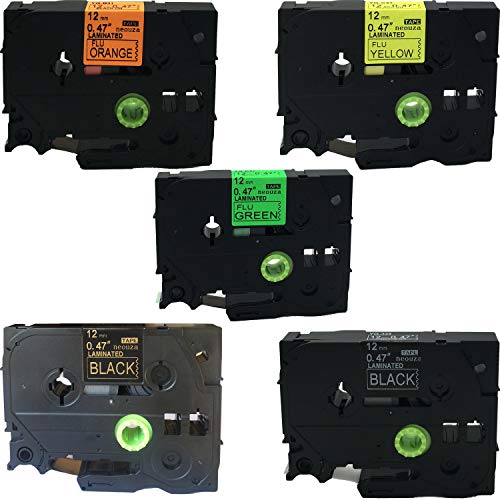 NEOUZA Kompatible Schriftbandkassette für Brother Tze TZ, laminiert, 12 mm x 8 m, Schwarz auf 3 fluoreszierenden Farben und 2 Farben auf Schwarz, 5 Stück NEOUZA Kompatible Schriftbandkassette für Brother Tze TZ, laminiert, 12 mm x 8 m, Schwarz auf 3 fluoreszierenden Farben und 2 Farben auf Schwarz, 5 Stück von NEOUZA