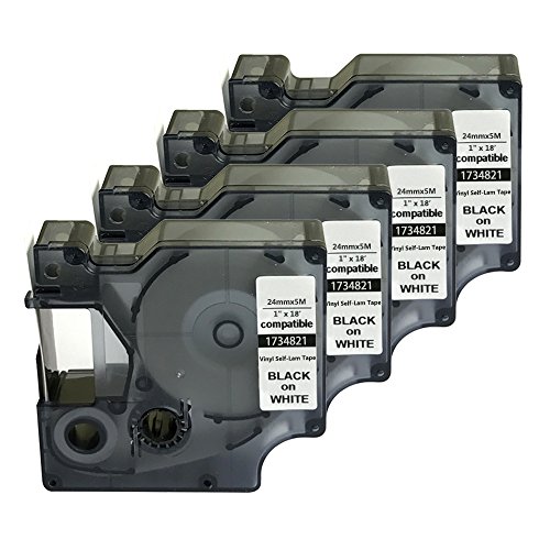 NEOUZA Kompatibles 1734821 für DYMO Rhino Industrial IND selbstlaminierendes Etikettenband, 2,5 cm x 4,7 m, 24 mm x 5 m, 5,5 m (4 Stück) von NEOUZA