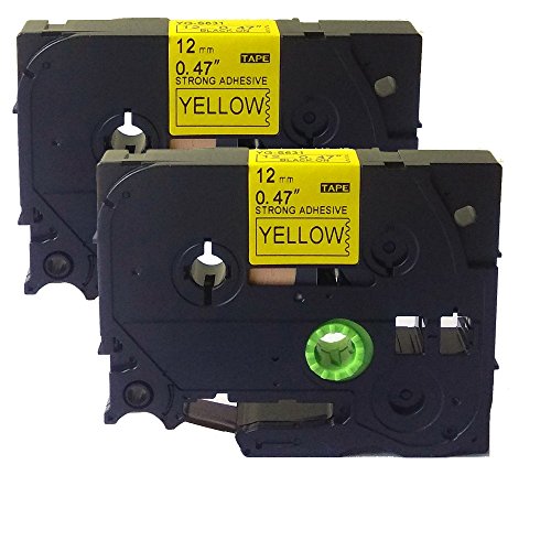 NEOUZA Kompatibles Etikettenband Ersatz für Brother laminiertes TZe TZ Etikettenband 12 mm x 8 m (TZ-S631 TZe-S631 extra stark schwarz auf gelb) 2 Stück von NEOUZA