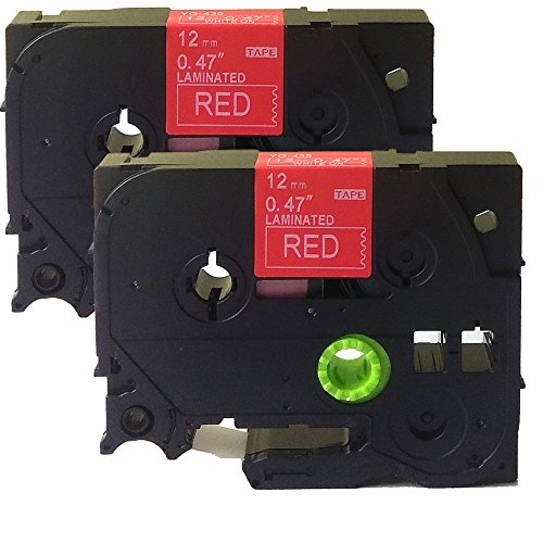 NEOUZA TZ-435 TZe-435 Schriftbandkassette für Brother P-Touch, laminiert, 12 mm x 8 m, Weiß auf Rot, 2 Stück von NEOUZA