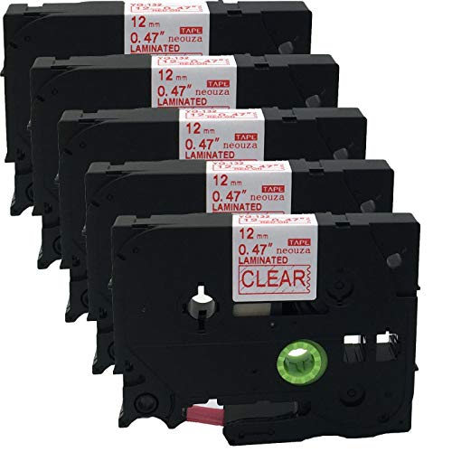 NEOUZA TZe-132 Schriftbandkassette für Brother P-Touch, laminiert, 12 mm x 8 m, Rot auf Transparent, 5 Stück NEOUZA TZe-132 Schriftbandkassette für Brother P-Touch, laminiert, 12 mm x 8 m, Rot auf Transparent, 5 Stück von NEOUZA