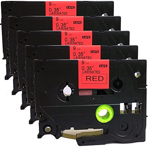NEOUZA TZe-421 Etikettenband für Brother P-Touch laminiert, 9 mm x 8 m, Schwarz auf Rot, 5 Stück von NEOUZA