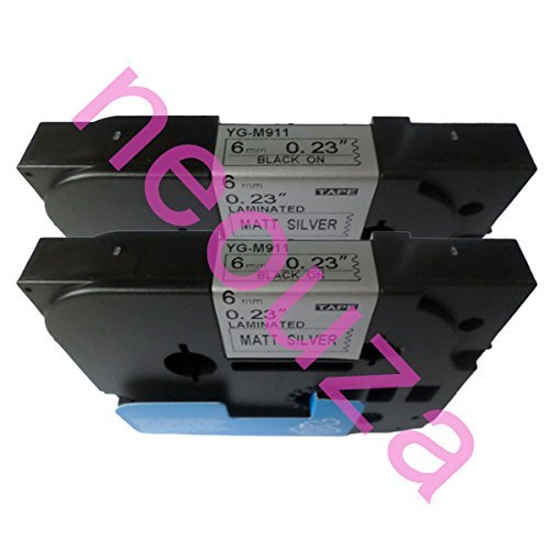 NEOUZA TZe-M911 Etikettenband für Brother P-Touch laminiert, 6 mm x 8 m, Schwarz auf mattem Silber, 2 Stück von NEOUZA