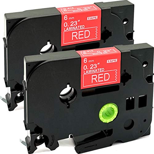 neouza 2 Stück kompatibel für Brother P-Touch laminiert TZe TZ Label Tape Cartridge, 6 mm x 8 m TZe-415 White on Red von NEOUZA