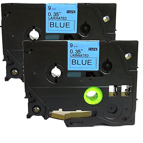 neouza 2 Stück kompatibel für Brother P-Touch laminiert TZe TZ Label Tape Cartridge, 9 mm x 8 m TZe-521 Black on Blue von NEOUZA