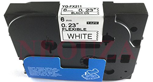 neouza kompatibel für Brother P-Touch laminiert Label Tape 1/10,2 cm X 26,2 '6 mm x 8 m Flexible ID Wire Cable Black on White von NEOUZA