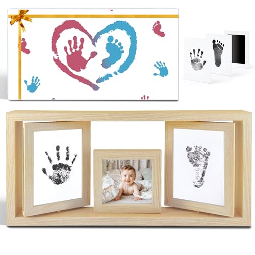 NEOWS 360º Drehbarer Fotorahemen 6 Fotos Clean Touch Stempelkissen Baby Hand und Fuß Neugeborene, Bilderrahmen Baby handabdruck Fußabdruck Set Inkless Print Kit, Souvenir Geburt babyparty Geschenkby NEOWS 360º Drehbarer Fotorahemen 6 Fotos Clean Touch Stempelkissen Baby Hand und Fuß Neugeborene, Bilderrahmen Baby handabdruck Fußabdruck Set Inkless Print Kit, Souvenir Geburt babyparty Geschenkby von NEOWS