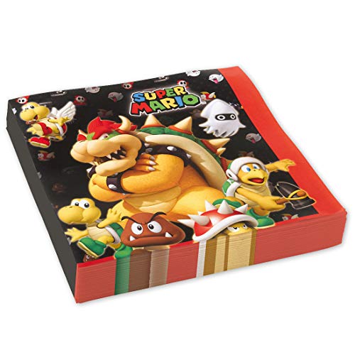 NET TOYS 20 Servietten Super Mario Brothers | 2-lagig 33 x 33 cm | Originelle Party-Deko Papier-Servietten | Genau richtig für Kindergeburtstag & Kinderfest von NET TOYS