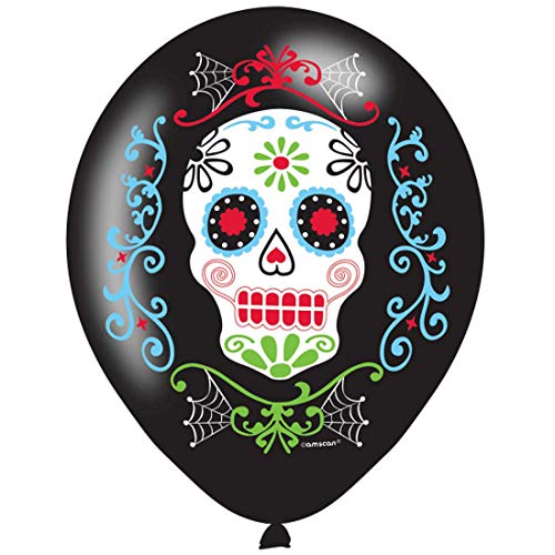 NET TOYS 8 Schaurige Tag der Toten Latex-Ballons - 27cm/11 - Unheimliche Party-Deko Dia de los Muertos Luftballone - Wie geschaffen für Gruselparty & Mottoparty von NET TOYS