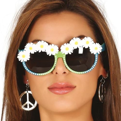 NET TOYS Flower Power Brille Hippiebrille mit Margeriten Hippie Sonnenbrille Schlagermove Blütenbrille 1960er NET TOYS Flower Power Brille Hippiebrille mit Margeriten Hippie Sonnenbrille Schlagermove Blütenbrille 1960er von NET TOYS
