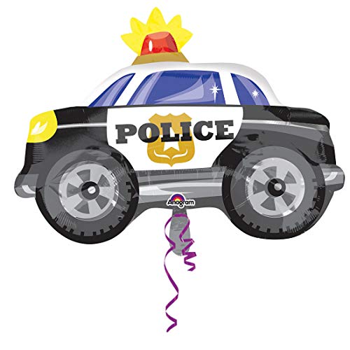 NET TOYS Folien-Luftballon Polizei-Auto - 60x45cm - Hübsche Party-Deko Folienballon Polizeiwagen - Bestens geeignet für Kindergeburtstag & Mottoparty von NET TOYS