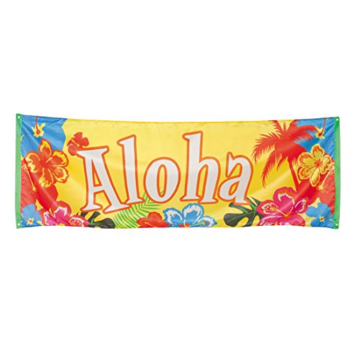 NET TOYS Hawaii Party Deko Banner Aloha 74 x 220 cm Beachparty Dekoration Wanddeko Karibik von NET TOYS