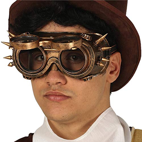 NET TOYS Hochwertige Steampunk Brille für Erwachsene zum klappen - Bronze-Schwarz - Angesagtes Unisex-Kostüm-Zubehör Retro Fliegerbrille mit Nieten - EIN Blickfang für Karneval & Kostümfest von NET TOYS