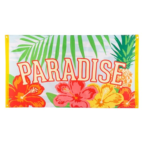 NET TOYS Hübscher Banner Paradise Südsee - Bunt 90 x 150 cm - Schicke Party-Deko Hängedekoration Hawaii für Innen und Außen von NET TOYS