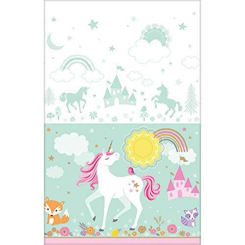 NET TOYS Märchenhafte Plastik-Tischdecke Einhorn - 137x243cm - Bezaubernde Party-Tisch-Deko Unicorn Folientischdecke - Ideal für Kindergeburtstag & Kinderfest von NET TOYS