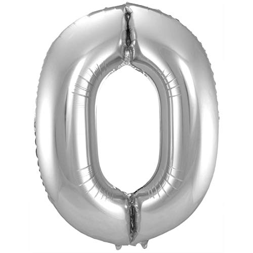 NET TOYS Moderner Luftballon mit Zahl 0 - Silber 86cm - Vielseitige Party-Dekoration Folienballon als Geburtstags-Deko - Bestens geeignet für Geburtstage & Jubiläumsfeier von NET TOYS