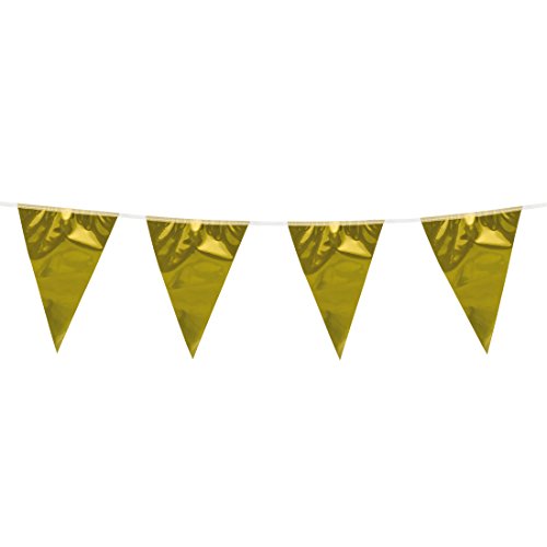NET TOYS Party Girlande Gold Wimpelkette Hochzeit 10 m Wimpelgirlande Jubiläum Partydekoration Geburtstag Feier von NET TOYS