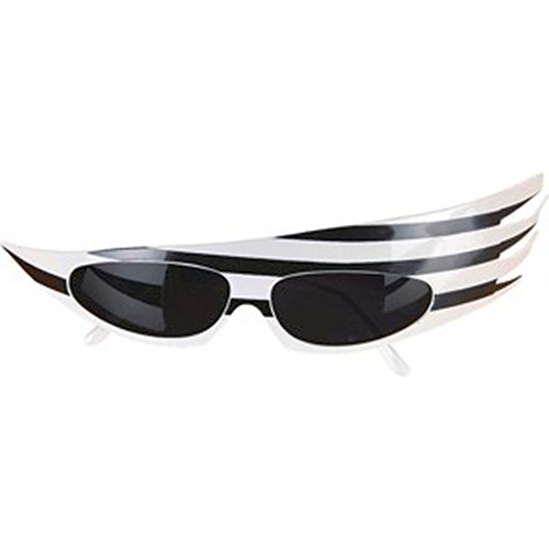NET TOYS Rockstar Brille Popstar Partybrille schwarz-weiß Showbrille gestreift Spaßbrille Elton John von NET TOYS