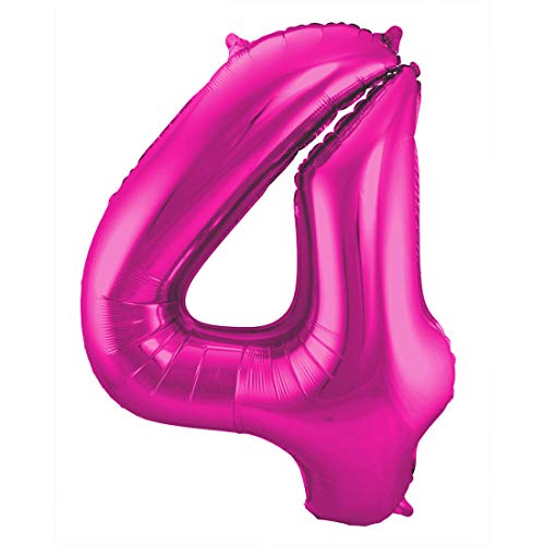 NET TOYS Trendiger Zahlen-Ballon 4 - Pink 86cm - Angesagte Party-Dekoration Knalliger Folienballon mit Ziffern - Genau richtig für Geburtstage & Junggesellinnenabschied von NET TOYS