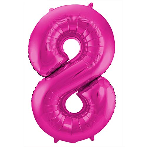 NET TOYS Trendiger Zahlen-Ballon 8 - Pink 86cm - Angesagte Party-Dekoration Knalliger Folienballon mit Ziffern - Genau richtig für Geburtstage & Junggesellinnenabschied von NET TOYS