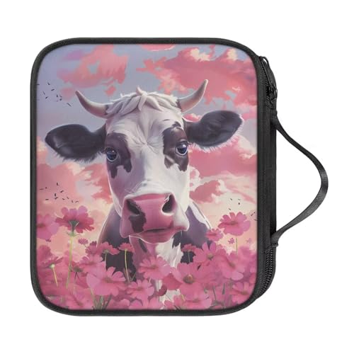 Häkelnadeletui mit Griff, tragbare Reise-Aufbewahrungstasche, Kirschblüten, Kuh, verschiedene Häkelnadeln mit Reißverschluss, Netztasche und Halterungsschlitzen Häkelnadeletui mit Griff, tragbare Reise-Aufbewahrungstasche, Kirschblüten, Kuh, verschiedene Häkelnadeln mit Reißverschluss, Netztasche und Halterungsschlitzen von NETILGEN
