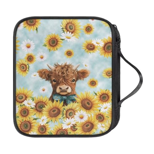 Häkelnadeletui mit Griff, tragbare Reise-Aufbewahrungstasche, Sonnenblume, Hochlandrinder, verschiedene Häkelnadeln mit Reißverschluss, Netztasche und Halterungsschlitzen Häkelnadeletui mit Griff, tragbare Reise-Aufbewahrungstasche, Sonnenblume, Hochlandrinder, verschiedene Häkelnadeln mit Reißverschluss, Netztasche und Halterungsschlitzen von NETILGEN