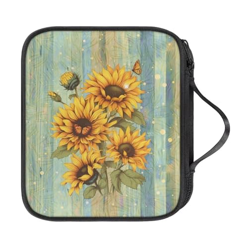 Häkelnadeletui mit Reißverschluss und Netztaschen für Häkelnadeln/Strickzubehör, Sonnenblumen-Holz, leichte Organizer-Tasche für Häkelnadeln, Werkzeug Häkelnadeletui mit Reißverschluss und Netztaschen für Häkelnadeln/Strickzubehör, Sonnenblumen-Holz, leichte Organizer-Tasche für Häkelnadeln, Werkzeug von NETILGEN
