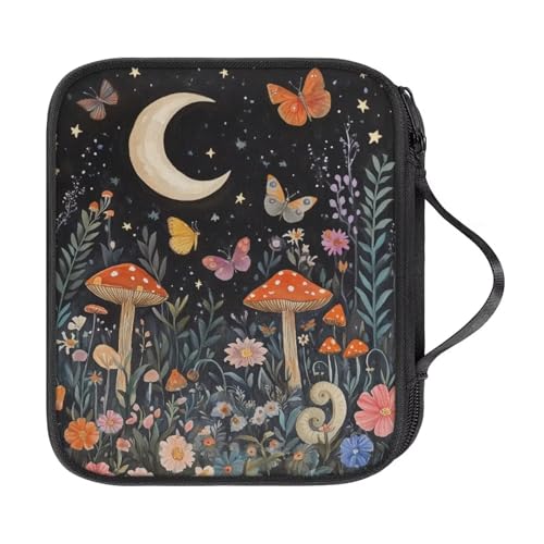 Häkelnadeletui ohne Haken und Zubehör, Schmetterling, Mond, Pilz, Stricknadeletui mit Tragegriff oben und Netztasche innen von NETILGEN