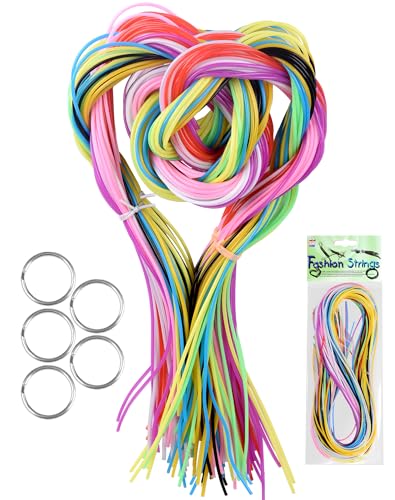 NETONDA 50 Stück Scoubidou-Fäden Scoobys DOOS Bänder Scoubidou Bänder Geschenk für Mädchen 10 Farben-Set Faden Flechtschnüren Knüpfbändern für Schlüsselanhänger Skubidubänder von NETONDA