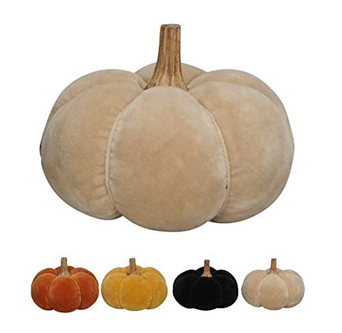 NETPROSHOP Deko Kürbis aus plüschigem Material DM ca. 16 cm x Höhe ca. 12 cm, Farbe:Beige von NETPROSHOP