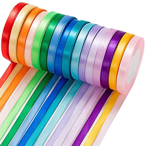 16 Roll Satinband Geschenkband-Seidenband Geschenkbänder Dekoband(400 Yards 10mm),Stoffband Schleifenband Bunte Bänder für Basteln Geschenk DIY Haarbänder Hochzeit Party Decor von NETUME