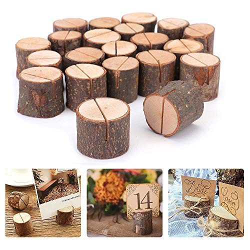 Kartenhalter Holz Menükartenhalter Tischkartenhalter Holz, 20 Stück Platzkartenhalter Memohalter - Fotohalter Aus Kartenhalter Fotohalter Menükarten Halter für Hochzeit Deko von NETUME