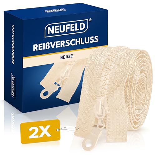 NEUFELD® Reißverschluss in Beige 60cm [VORTEILSPACK] - Reissverschluss für Jacken, Taschen, Bettwäsche - Zipper (Beige 60cm) von NEUFELD