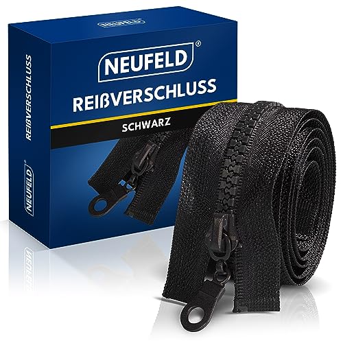 NEUFELD® Reißverschluss in verschiedenen Größen [inkl. GRATIS Stecknadeln & Maßband] - Reissverschluss für Jacken, Taschen, Bettwäsche - Zipper (Dunkelblau 60cm) von NEUFELD