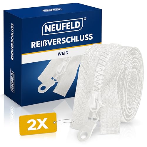 NEUFELD® Reißverschluss in Weiß 60cm [VORTEILSPACK] - Reissverschluss für Jacken, Taschen, Bettwäsche - Zipper (Weiß 60cm) von NEUFELD