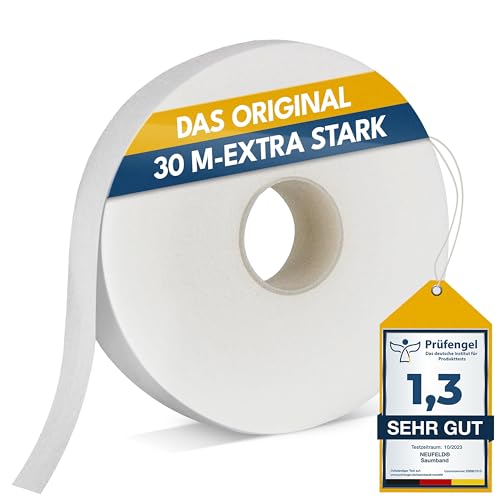 NEUFELD® Saumband zum Aufbügeln 30m (inkl. Anleitung) I Bügelband zum Kürzen für Vorhänge I Bügelkleber für Textilien I Gardinen kürzen ohne Nähen von NEUFELD