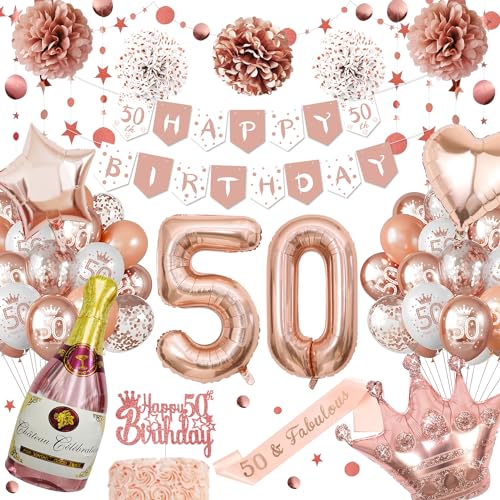 50 Geburtstag Frauen Deko, Einzigartige Glitzerkreis Punkt Hängend, Luftballon 50. Geburtstag Rosegold, Deko 50. Geburtstag, Papier Pom Poms, alles Gute zum Geburtstag Banner, Nummer 50 Ballons 50 Geburtstag Frauen Deko, Einzigartige Glitzerkreis Punkt Hängend, Luftballon 50. Geburtstag Rosegold, Deko 50. Geburtstag, Papier Pom Poms, alles Gute zum Geburtstag Banner, Nummer 50 Ballons von NEUFOOD